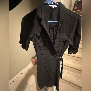 Chic Black Belted Wrap Dress